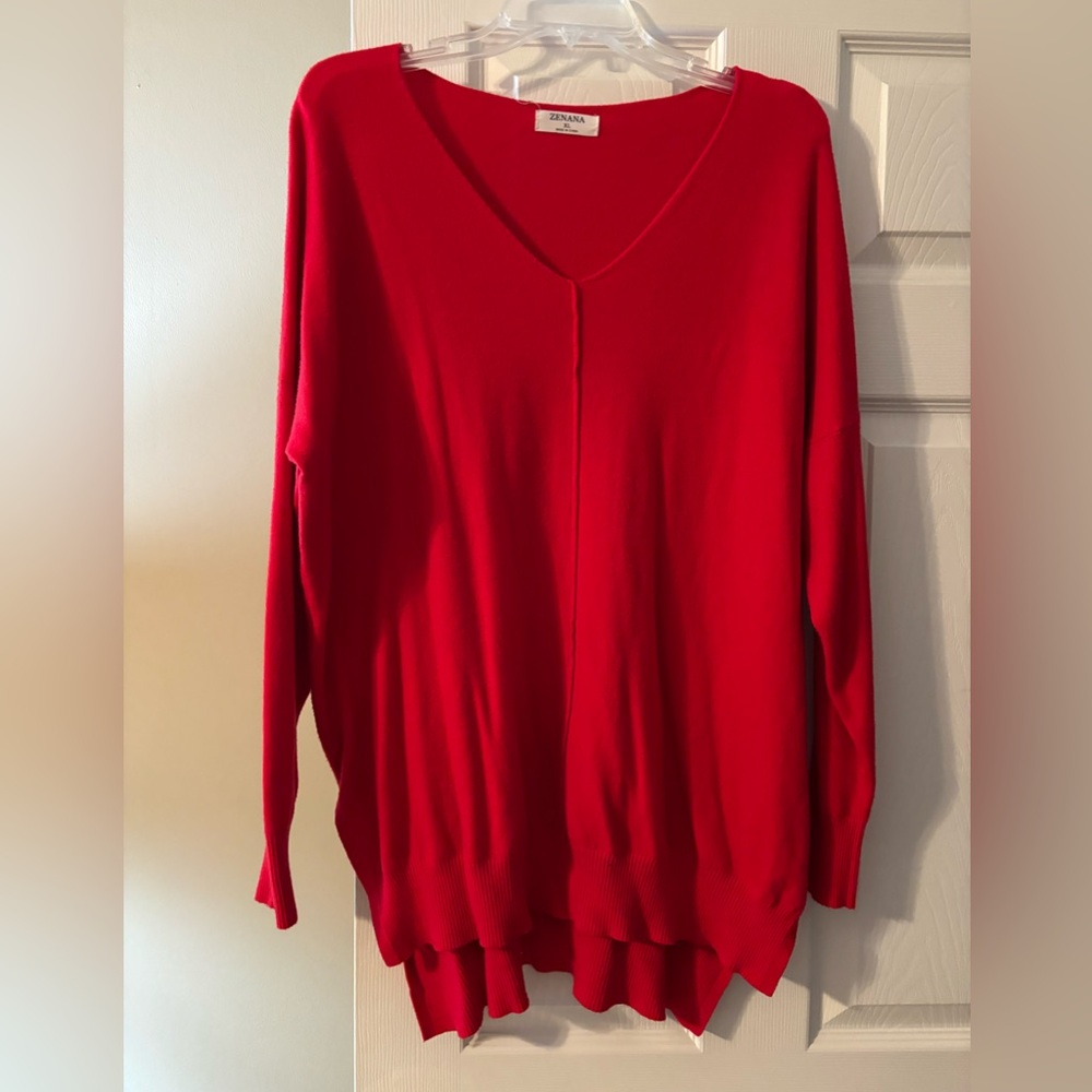 Like new red Zenana sweater, size XL.